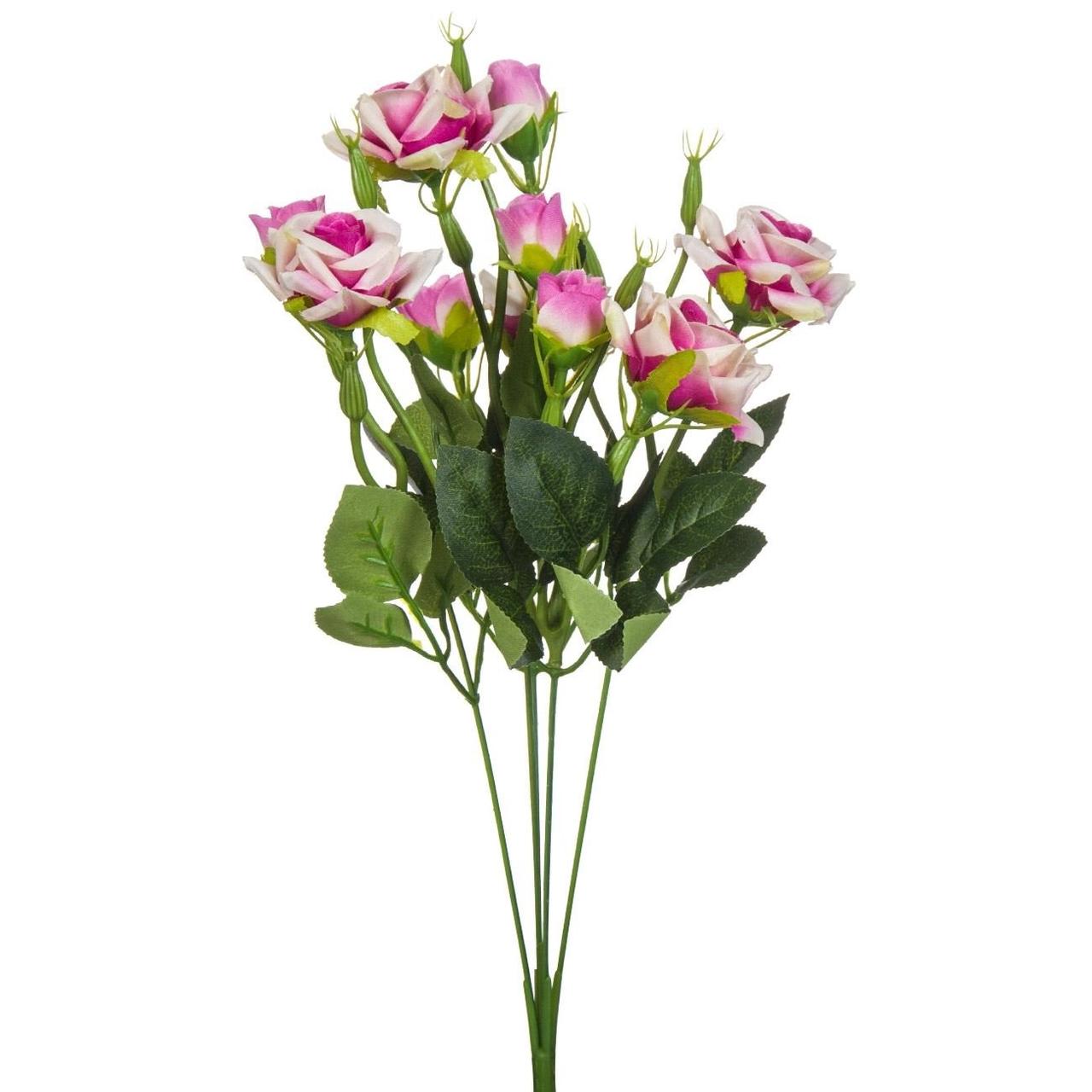 Buchet Flori Artificiale, Trandafiri, Culoare Mov și Crem, Înălțime 43cm - foto 1 - id-p104698514