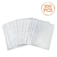 Set Folii Protecție Documente, Model A4, Grosime 0.03mm, Margine Albă, 100 Bucăți, Transparent