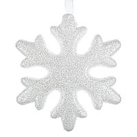 Ornament Brad Crăciun, Model Fulg, Culoare Alb, Material Spumă, 10x10 cm, Glitter