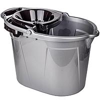 Găleată Mop cu Storcător și Roti, Capacitate 14L, Gri Argintiu, Plastic