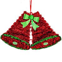 Decoratiune De Perete Tinsel, Model Clopote, Culoare Roșu/Verde, Dimensiuni 22x33cm