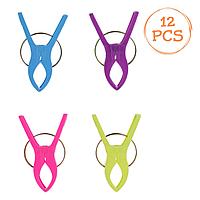 Set Clești Mari Pentru șezlong, 12 Bucăți, Lungime 12 cm, Multicolor, Plastic