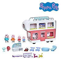 Set Rulota Peppa Pig, Hasbro, Multicolor, Jucărie Copii, 4 Figurine, 2 Biciclete, 2 Scaune, 3+ Ani,
