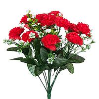 Buchet Flori Artificiale, Model Garoafe și Flori Mici, Culoare Roșu și Alb, Înălțime 35 cm, 12 Bucăți