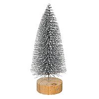 Brad Decorativ Glitter, Argintiu, Lemn, 17cm