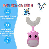 Periuta de Dinti Circulara U-shape, pentru Copii 3-6 ani, Naimeed D4366, Roz