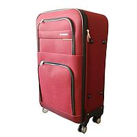 Troler voiaj, Mic, Naimeed D7175, 4 roti duble 360 grade, material textil, inchidere cifru, Rosu, 36x22x55cm
