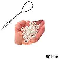 Set 50 Inele Par albe + Aplicator inele, Model Betisoare, 1x0.6cm, PLA- Biodegradabil Fabricat pe Baza de Plante, Accesorii Păr Moderne, Decorațiuni păr, Inele pentru dreadlocks, Inele pentru împletituri, Fabricat în România