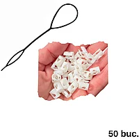 Set 50 Inele Par albe + Aplicator inele, Model cu Inima, 1x0.6cm, PLA- Biodegradabil Fabricat pe Baza de Plante, Accesorii Păr Moderne, Decorațiuni păr, Inele pentru dreadlocks, Inele pentru împletituri, Fabricat în România