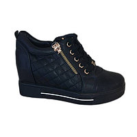 Pantof sport bleumarin cu platforma ascunsa, siret reglabil, fermoar (Culoare: