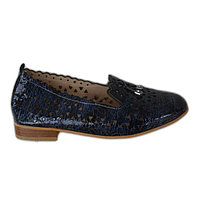 Balerin casual din piele naturala lacuita, perforata, bleumarin (Marime: 40,