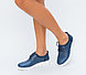 Pantof trendy cu siret si talpa usoara, din piele naturala bleumarin (Culoare: - foto 4 - id-p104798776