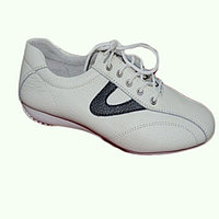 Adidas cu siret din piele naturala, culoare alba cu dunga neagra (Culoare: ALB,