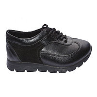 Pantof trendy cu siret si talpa usoara, din piele naturala neagra (Culoare: