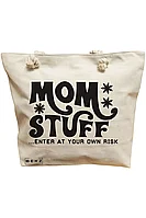 Geanta de Plaja Canvas Tote pentru femei, model Mom stuff, enter at your own risk, 40x51 cm, Bej, BEKZ®