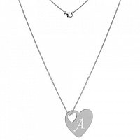 Lant Argint 925, 70 Cm Si Charm Inima Argint 925, Gravat Litera Ta