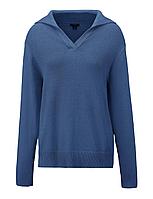 Bluza lejera, pulover tricotat, cu guler in V pentru femei, ALBASTRU, marime S