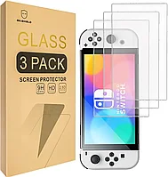 Folii de ecran compatibil cu Nintendo Switch OLED duritate 9H, transparent set de 3
