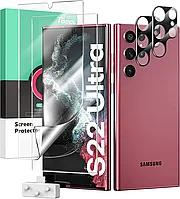 Folii din sticla pentru Samsung Galaxy S22 Ultra set 4 buc, 2 protectii pentru ecran si 2 protectii a camerei