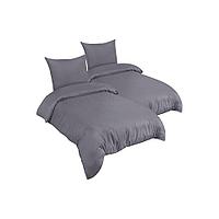 Lenjerie de pat 4 piese, microfibra, gri, 2 fete de perna 80X80 cm, 2 huse de pilota 135X200 cm, MILDLY