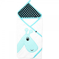 Prosop de baie cu broderie Girafa 80x80 Womar Zaffiro Alb/Turcoaz/Gri Inchis
