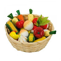 Set de joaca legume din lemn in cosulet 17 piese Goki