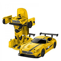 Masinuta convertibila metalica, lumini si sunete, Mercedes Benz GT3, galben, scara 1:32