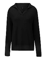 Bluza lejera, pulover tricotat, cu guler in V pentru femei, negru, marime XL