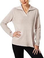 Bluza lejera, pulover tricotat, cu guler in V pentru femei, CREM, marime XXL