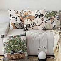 Fete de perini ornamentale, cu model de Om zapada 45x45 cm set 4 bucati