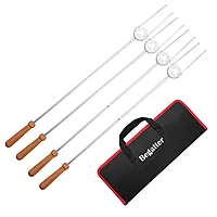 Frigarui lungi din otel inoxidabil cu maner din lemn de fag 81.3cm- set 4 bucati
