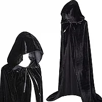 Pelerina cu gluga din catifea neagra pentru femei XXL