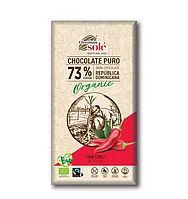 Ciocolata neagra bio cu chili, 73% cacao, 100g Chocolates Sole