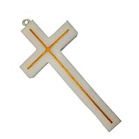 Lumanare in forma de cruce, alba, cu detalii aurii 30x15 cm ® VERSAGO