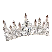 Diadema argintie cu strasuri si cristale mari, VERSAMAG, pentru sarbatorite, mireasa sau regina balului 7x17