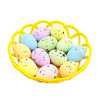 Set 12 oua din spuma/cosulet decorative pentru Paste, plastic, multicolor