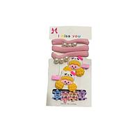 Set 9 Accesorii de Par pentru Fete, elastice, clestisori si agrafe, Roz