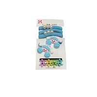 Set 9 Accesorii de Par pentru Fete, elastice, clestisori si agrafe, Albastru