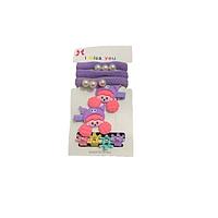 Set 9 Accesorii de Par pentru Fete, elastice, clestisori si agrafe, Mov