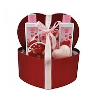 Set cosmetice, Aurora, Heart Rose, 5 cosmetice pentru ingrijirea corpului, crema de corp 50ml, lichid de baie