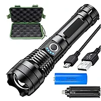 Lanterna reincarcabila XHP50, LED, Cribeau®, 5 moduri, 5000 lumeni, Negru