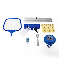 Set de curățare piscină - tijă, plasă, cap de curățare, termometru, tester de ph, dozator