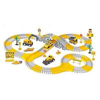 Pista flexibila de curse jucarie interactiva 166 piese utilaje incluse alte accesorii , Galben, 28x7x23cm 3+