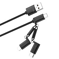 Cablu incarcare 3 in 1 Fast Charge, Micro USB/Tip C/Lightning la USB, Golf 2.4A