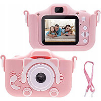 Aparat Foto Copii BaoBao Pisica cu fundita 2MP Ecran 2Inch Jocuri Baterie 1000mAh Roz