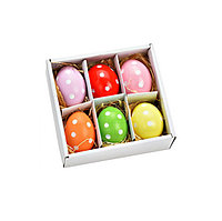 Set 6 bucati, oua de paste decorate cu buline colorate, Multicolor