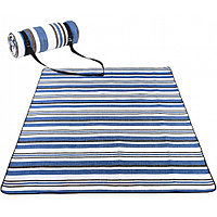 Patura Termica, pentru Picnic si plaja, izolatie impermeabila, 150x200cm, Model dungi Bleumarin