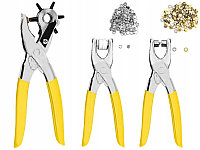 Set clesti de perforare si capsare pentru piele, plus 200 de capse, Galben