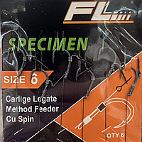 Carlige Legate FL Method Feeder Cu Spin 7mm Carlig Specimen 6buc/set 6