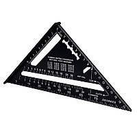 Echer multifunctional cu talpa, Triunghiular, Gravat, 90 grade, Aluminiu, Negru, 188x188x265 mm